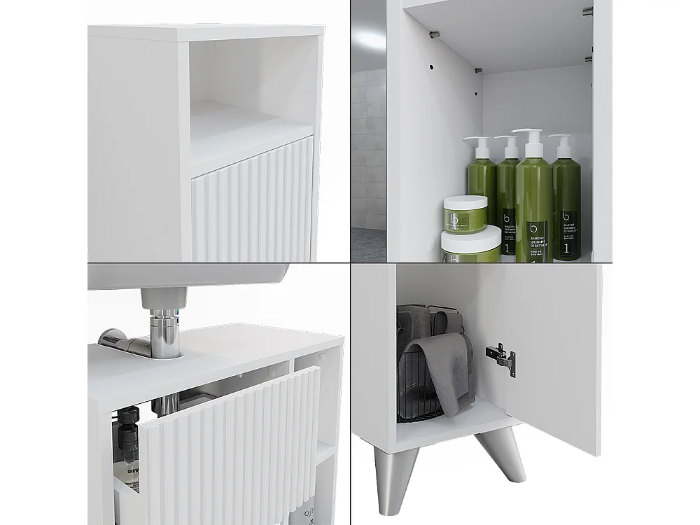 Ensemble de meubles de salle de bains blanc 60x30x62 leano