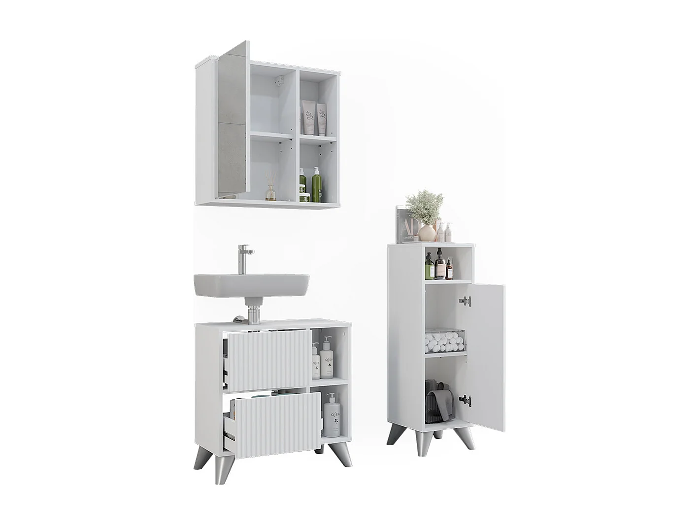 Ensemble de meubles de salle de bains blanc 60x30x62 leano