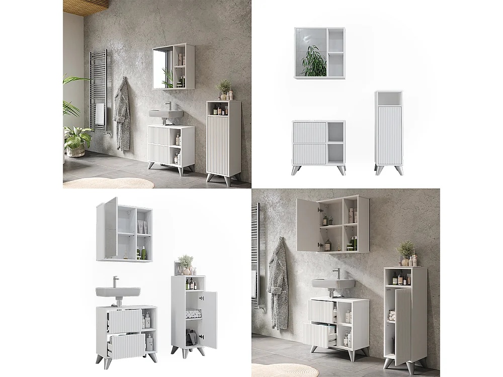 Ensemble de meubles de salle de bains blanc 60x30x62 leano