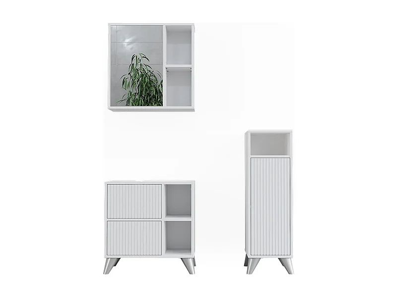 Set di mobili da bagno bianco 60x30x62 leano