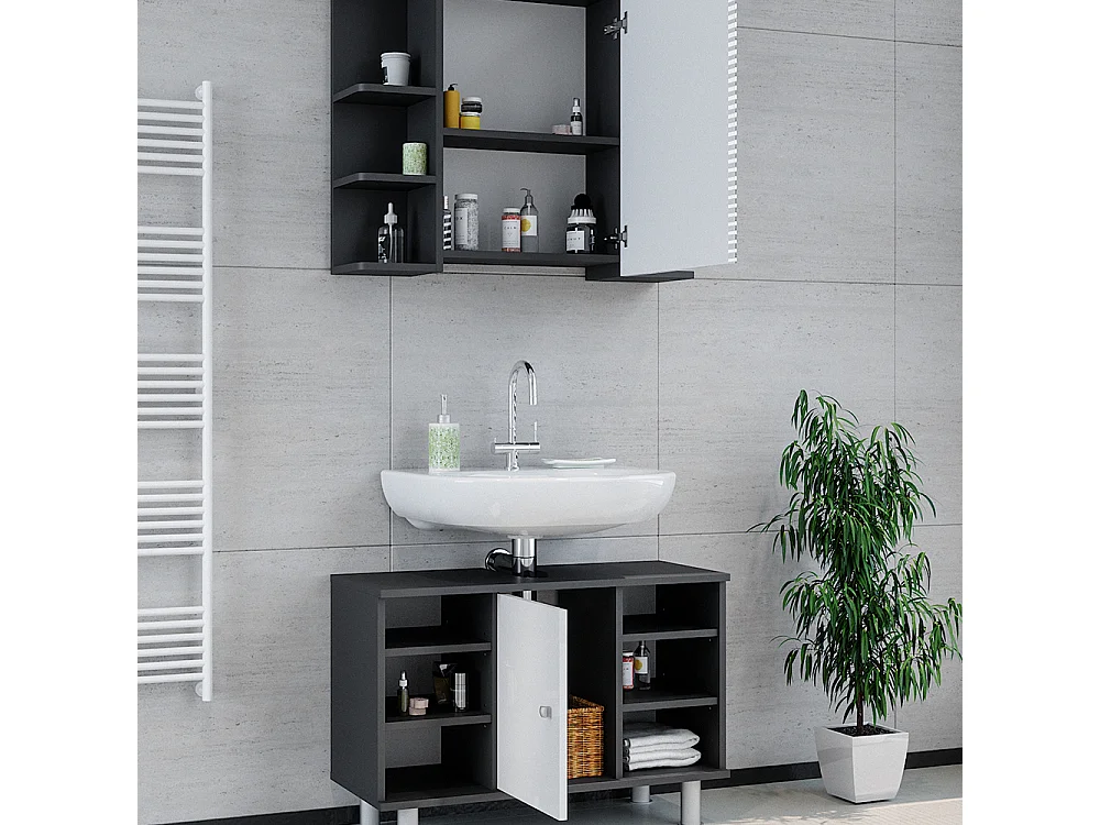 Set mobili bagno antracite 60x32x54 fynn
