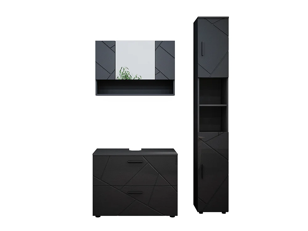 Set mobili bagno antracite lucido 80x41x58.6 irma