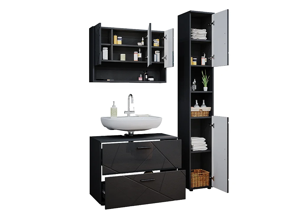 Set mobili bagno antracite lucido 80x41x58.6 irma