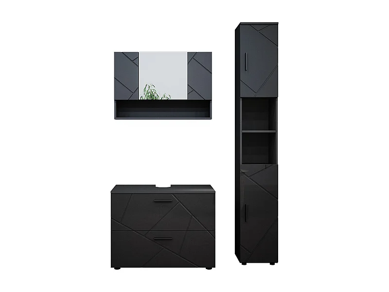 Conjunto de muebles de baño antracita alto brillo 80x41x58.6 irma
