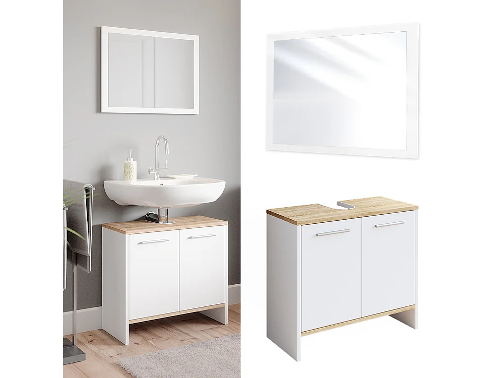 Set mobili bagno bianco 60x28x55 elvio