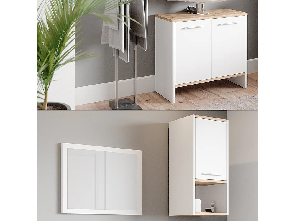 Set mobili bagno bianco 60x28x55 elvio