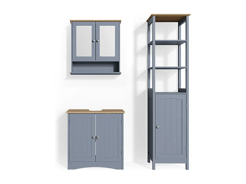 Set mobili bagno grigio 60x30x60 bianco