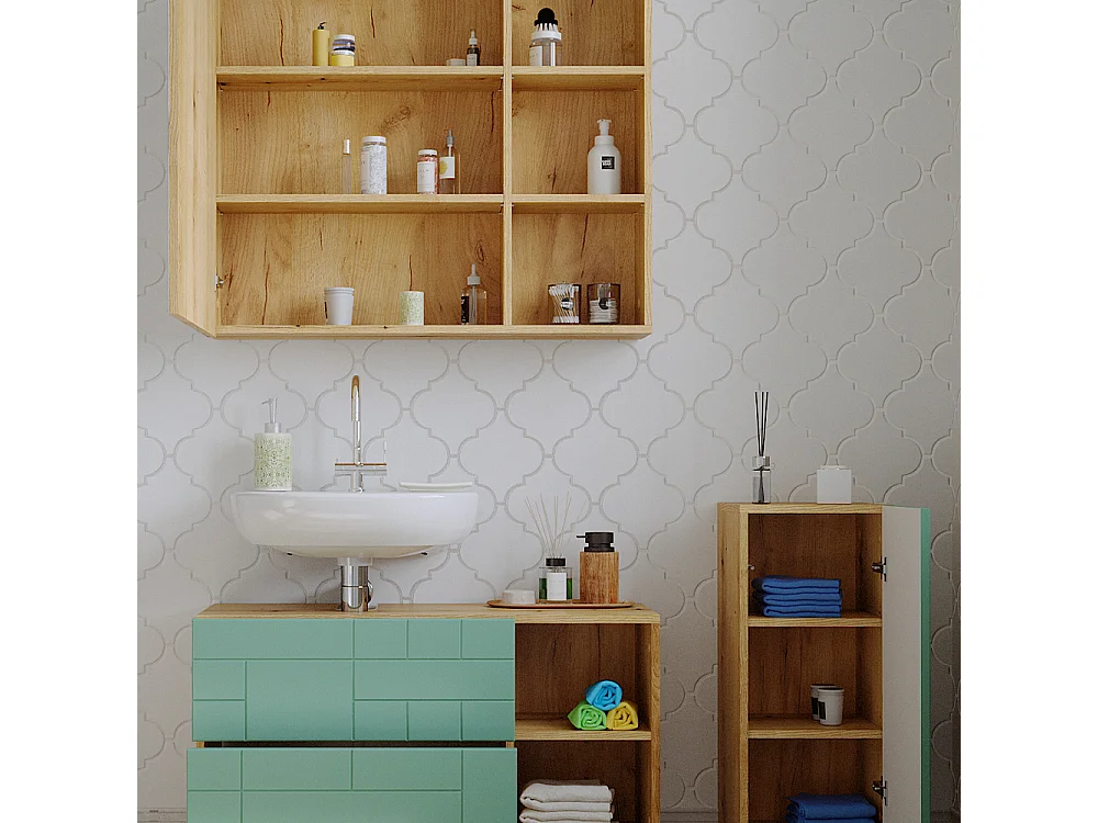 Set di mobili da bagno verde menta 90x32x59 rudi