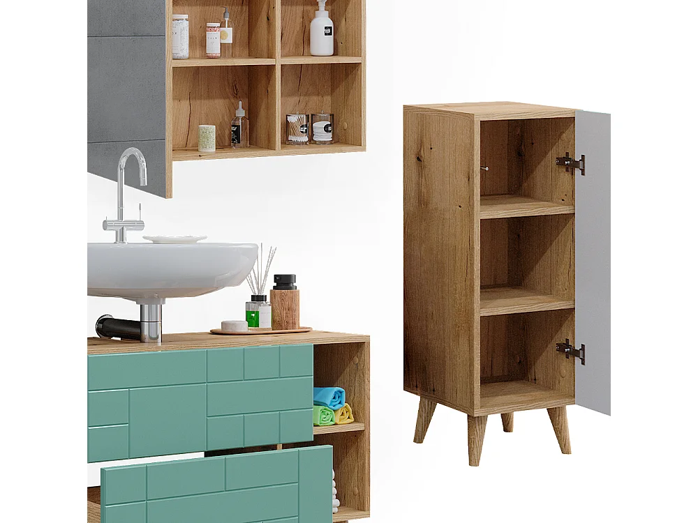 Set di mobili da bagno verde menta 90x32x59 rudi
