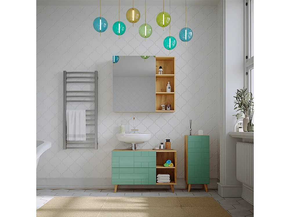 Meubles bain vert menthe 90x32x59 rudi