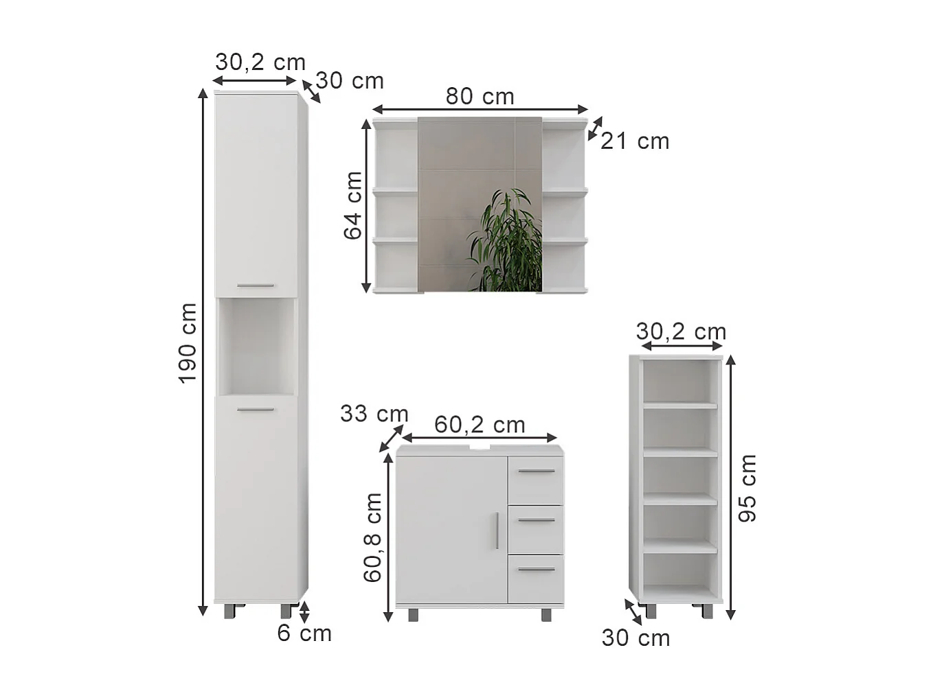 Meubles bain blanc 60.2x33x60.8 ilias