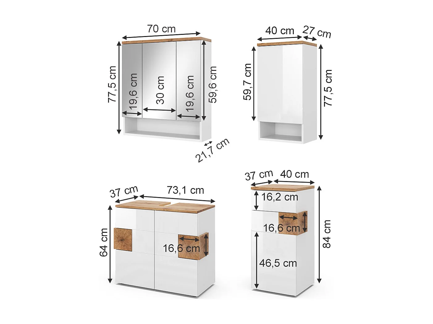 Badmöbel-Set branco 73x37x64 eden