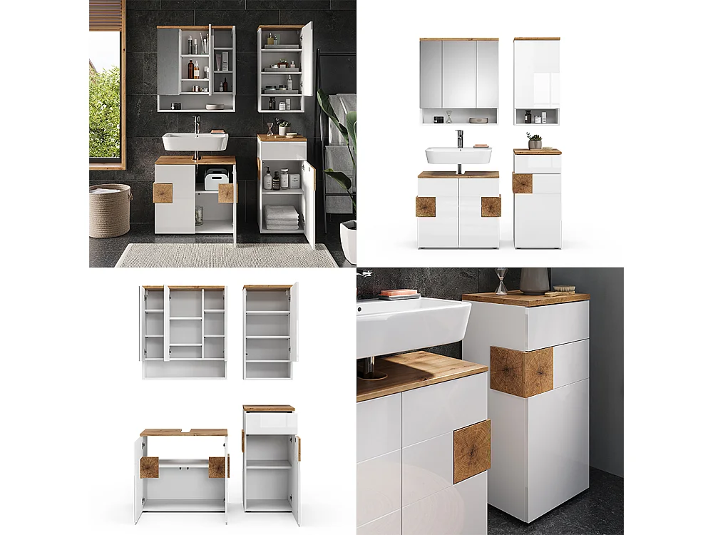 Ensemble de meubles de salle de bain blanc 73x37x64 eden