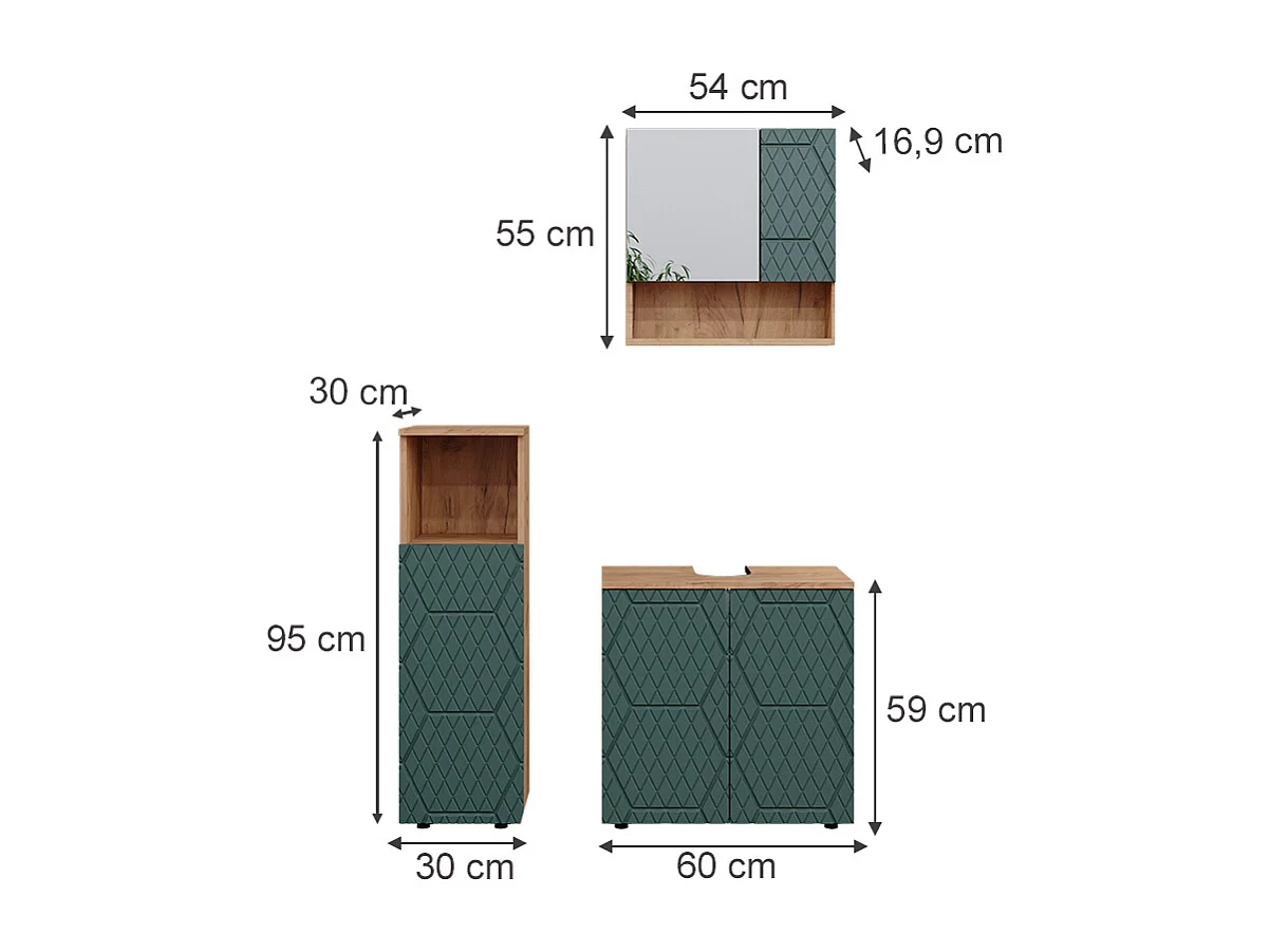 Meubles bain vert/force de lor chêne 80x41x58.6 irma