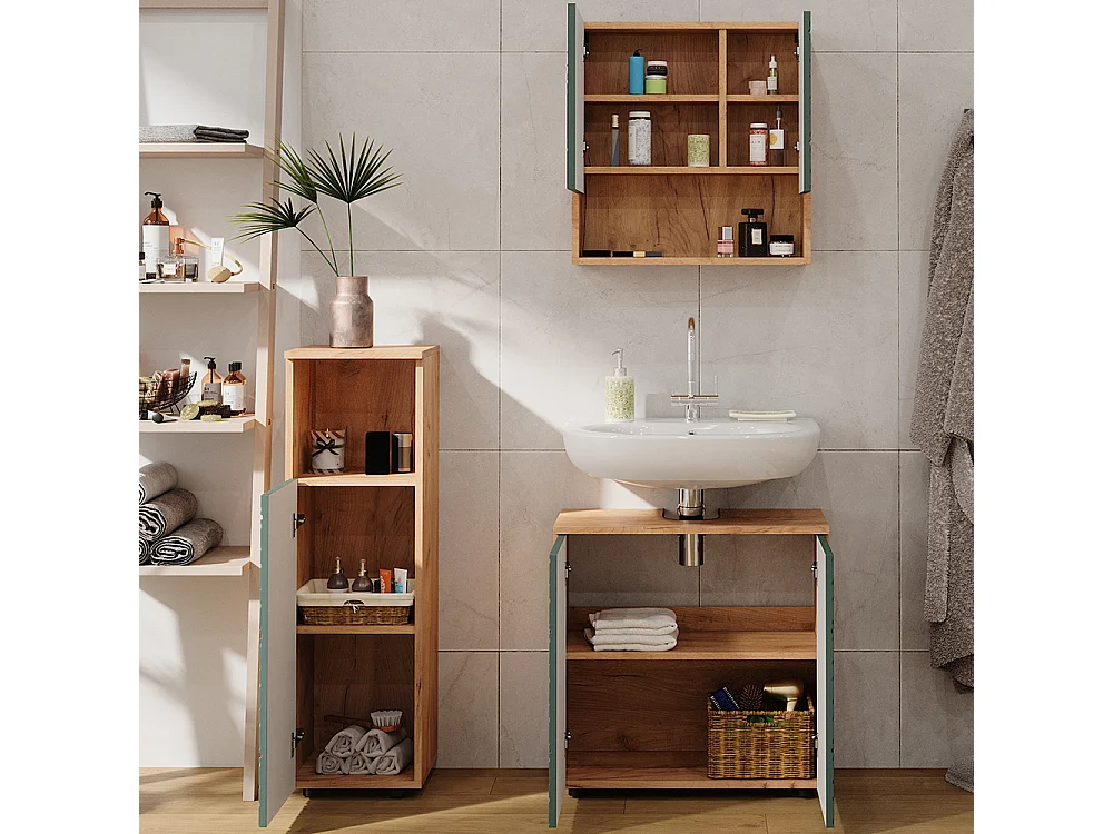 Meubles bain vert/force de lor chêne 80x41x58.6 irma