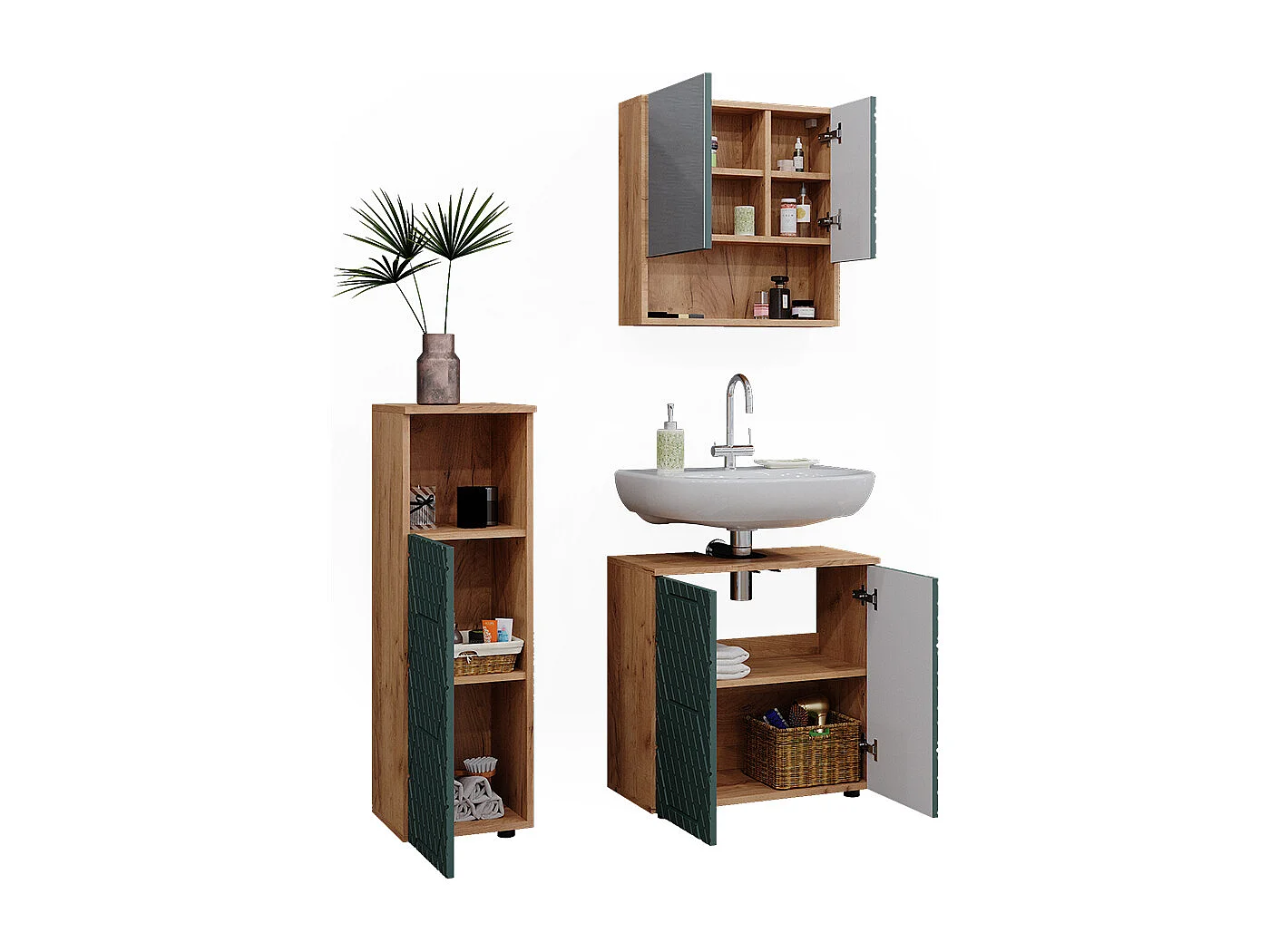 Meubles bain vert/force de lor chêne 80x41x58.6 irma