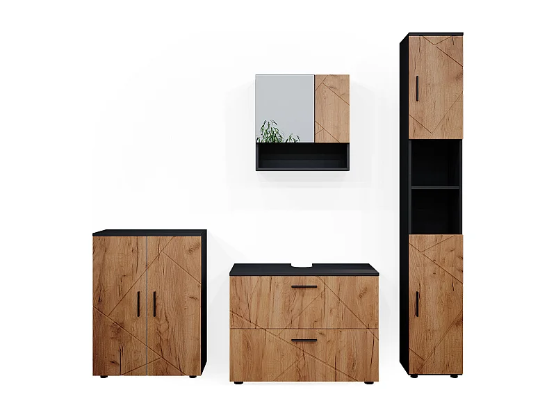 Conjunto de muebles de baño oro power roble/antracita 80x41x58 irma