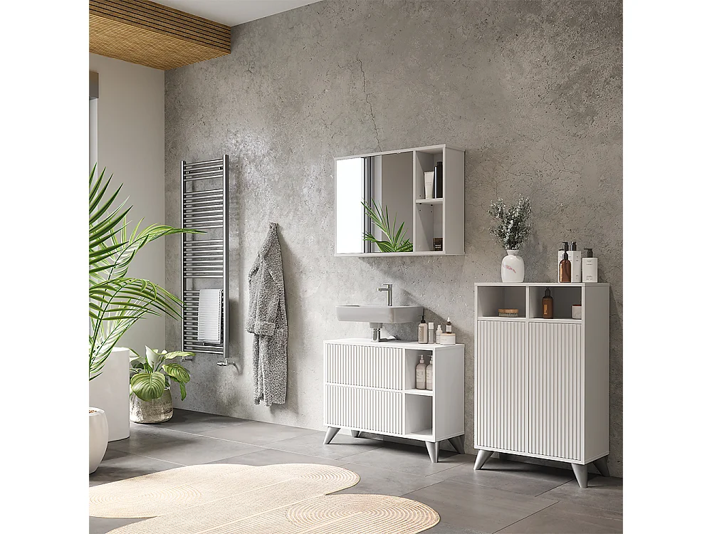 Set di mobili da bagno bianco 80x30x62 leano
