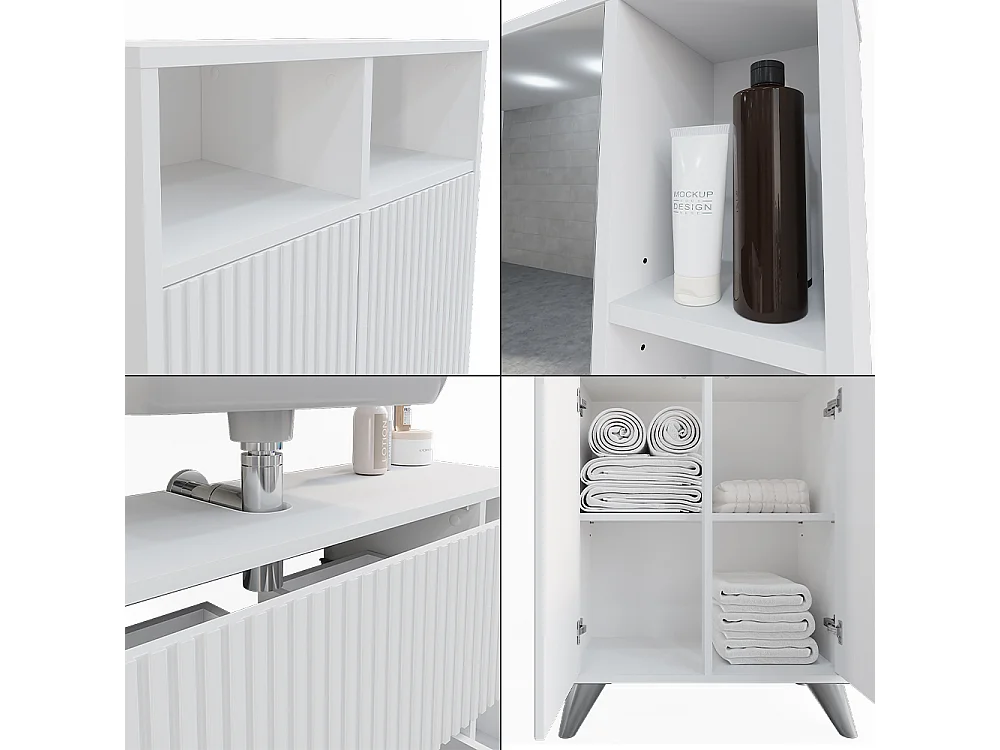 Set di mobili da bagno bianco 80x30x62 leano