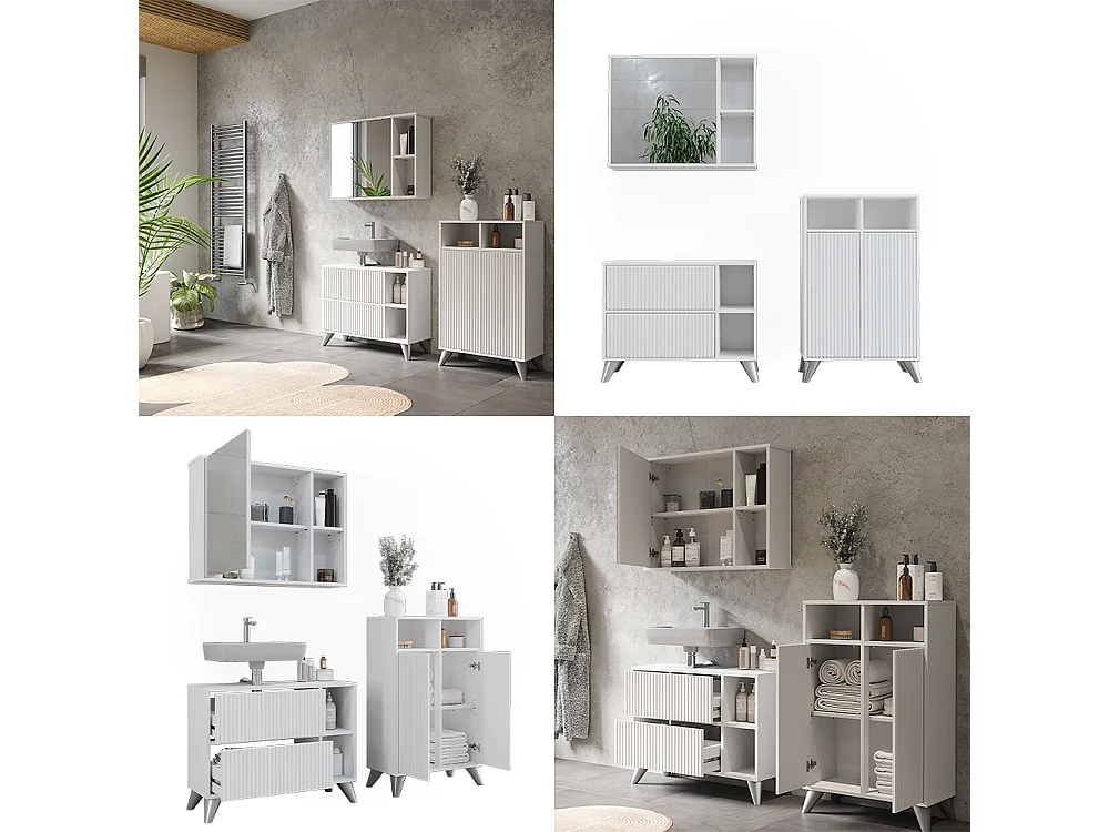 Set di mobili da bagno bianco 80x30x62 leano