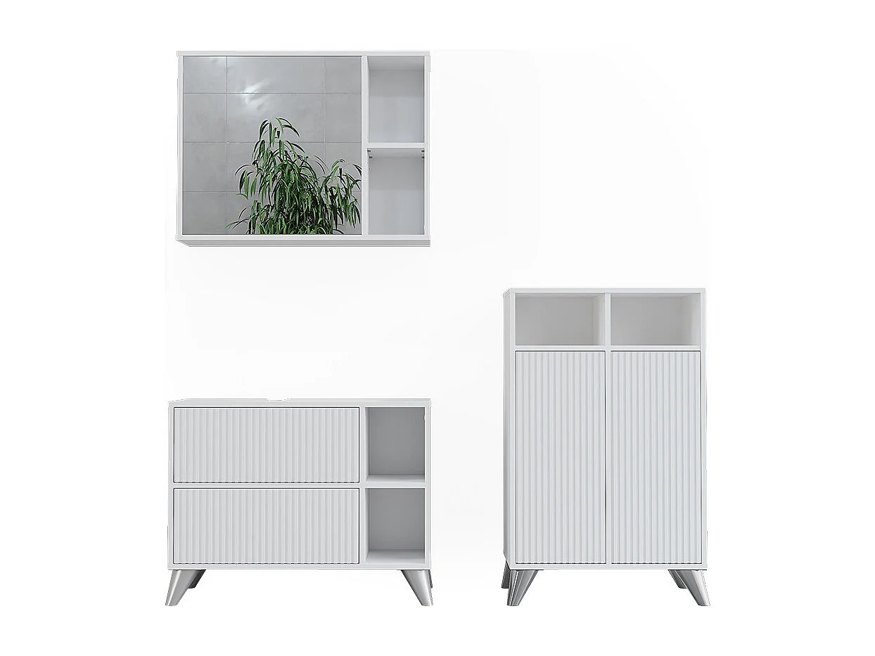 Ensemble de meubles de salle de bains blanc 80x30x62 leano