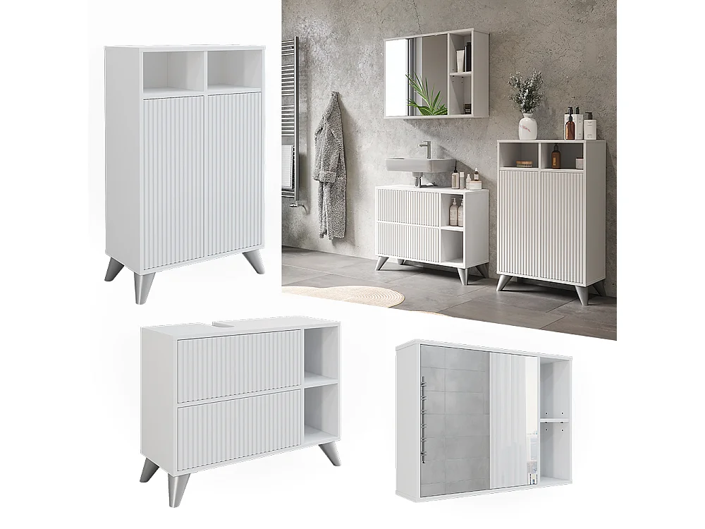 Ensemble de meubles de salle de bains blanc 80x30x62 leano