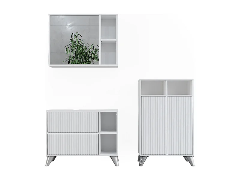 Set di mobili da bagno bianco 80x30x62 leano