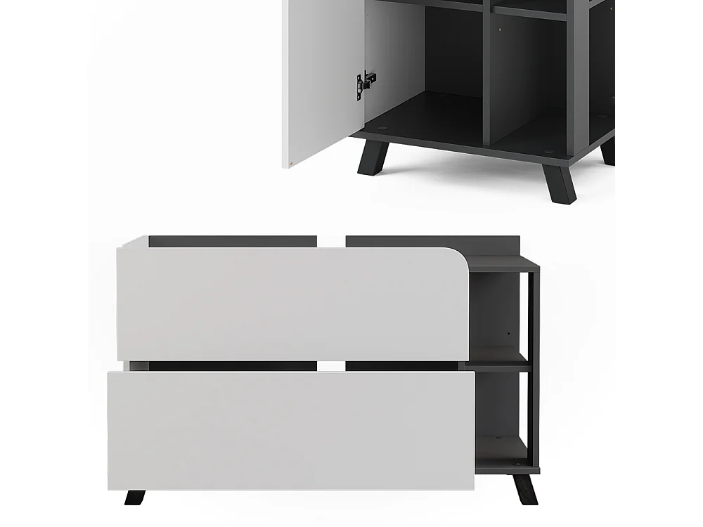 Conjunto de muebles de baño antracita/blanco 100x35x65 karen