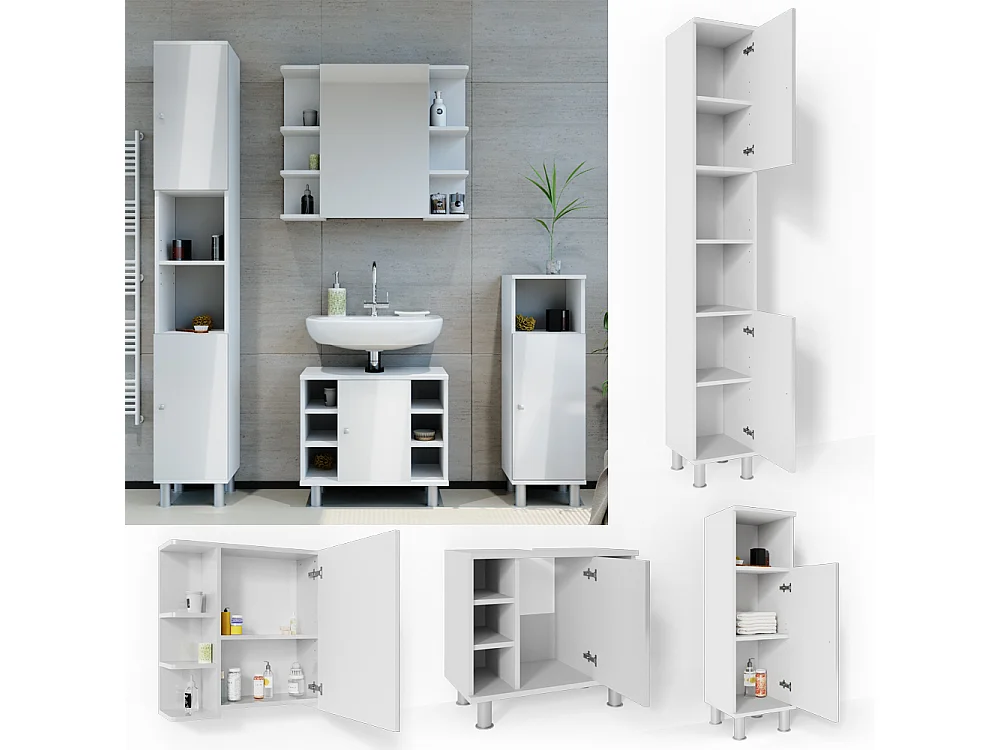 Set mobili bagno bianco lucido 60x32x54 fynn