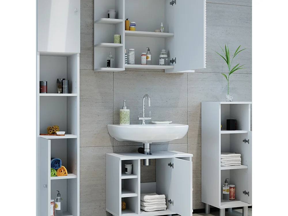 Set mobili bagno bianco lucido 60x32x54 fynn