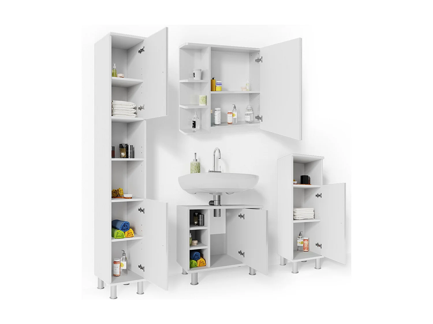 Set mobili bagno bianco lucido 60x32x54 fynn