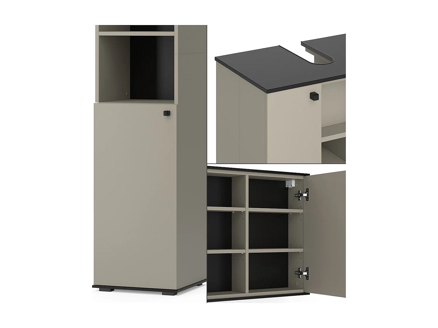 Meubles bain grège 60x37x59 joli