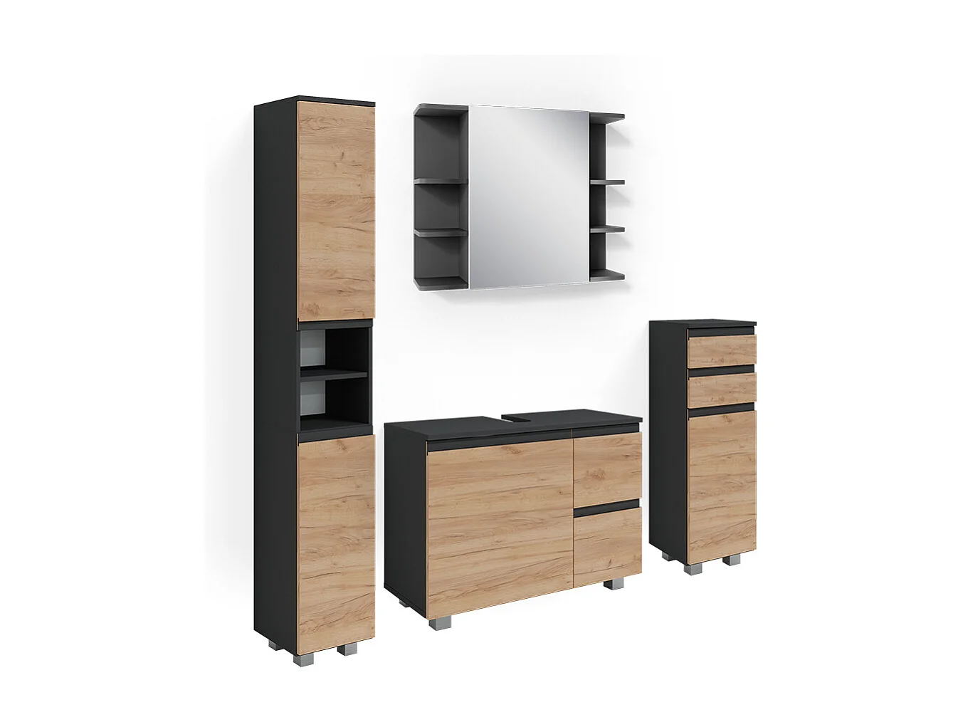 Badmöbel-Set grau 80x33x60 j-shape