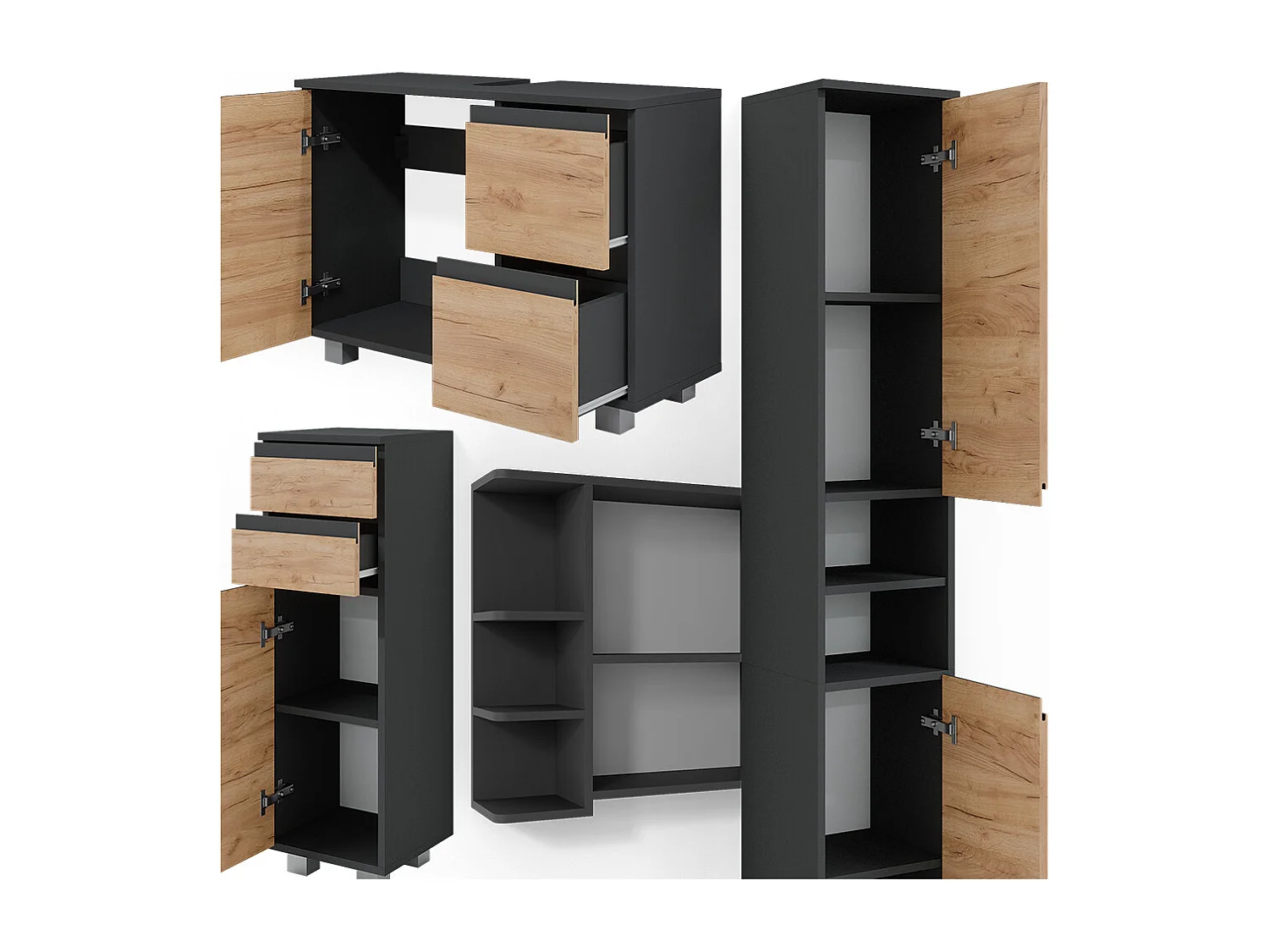 Badmöbel-Set grau 80x33x60 j-shape