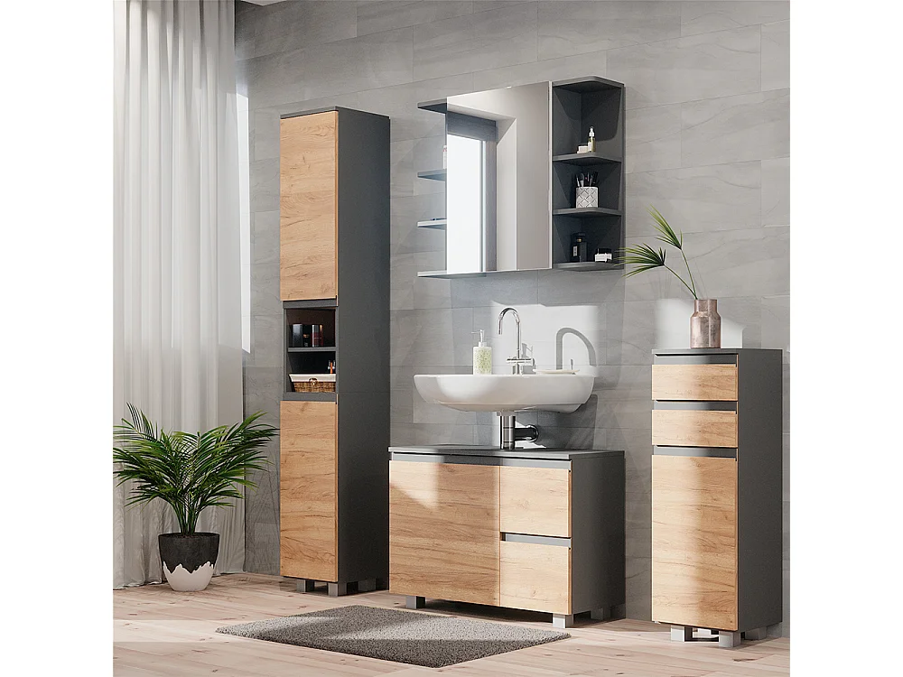 Meubles bain gris 80x33x60 j-shape