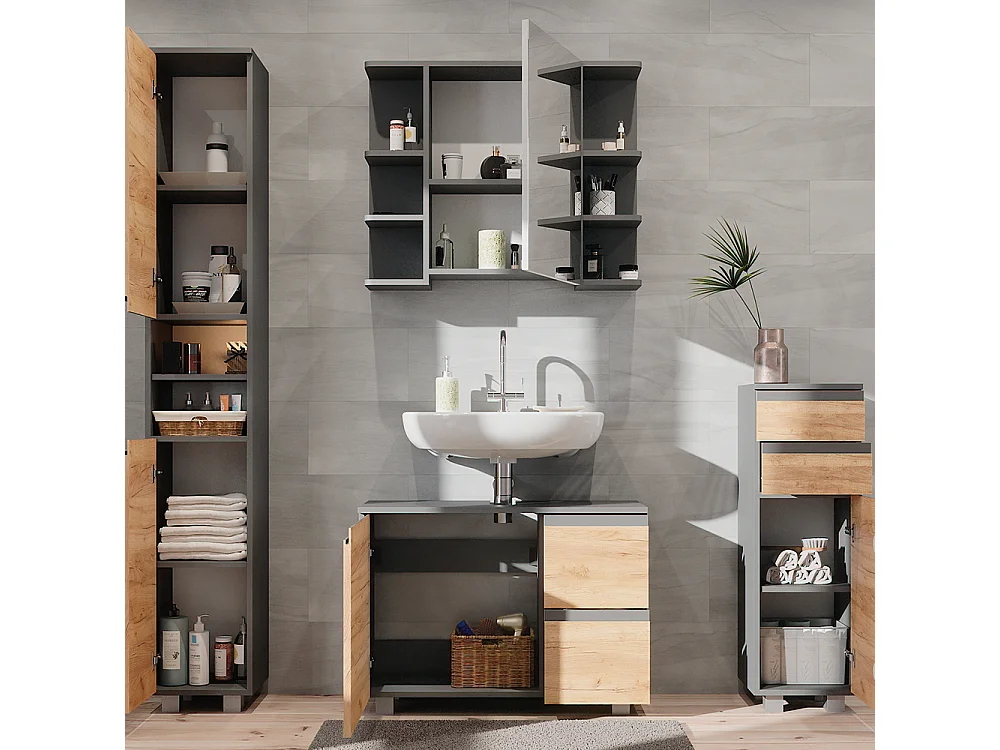 Meubles bain gris 80x33x60 j-shape