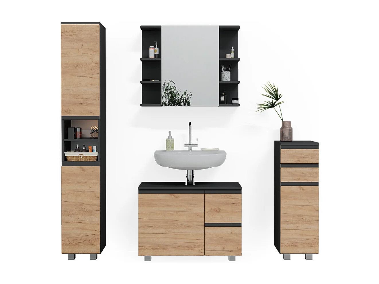 Meubles bain gris 80x33x60 j-shape