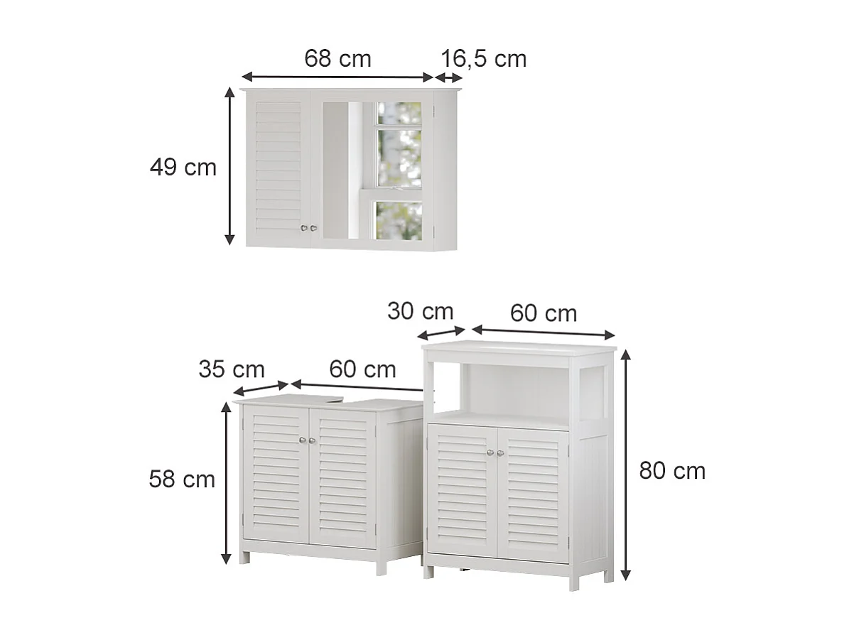Meubles bain blanc 60x35x58 riad