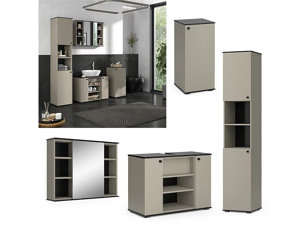 Meubles bain grège 80x37x59 joli