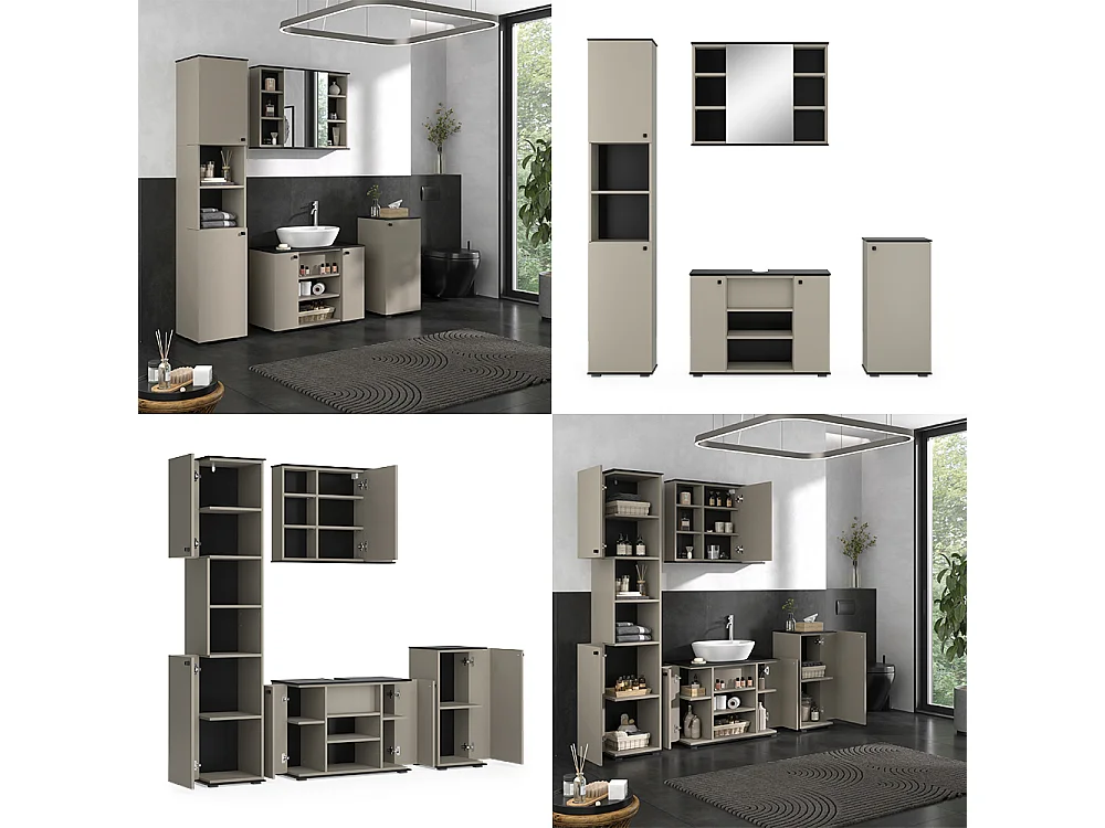 Meubles bain grège 80x37x59 joli