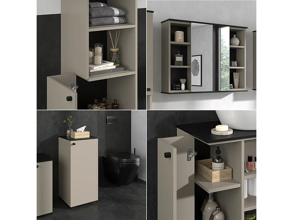 Meubles bain grège 80x37x59 joli