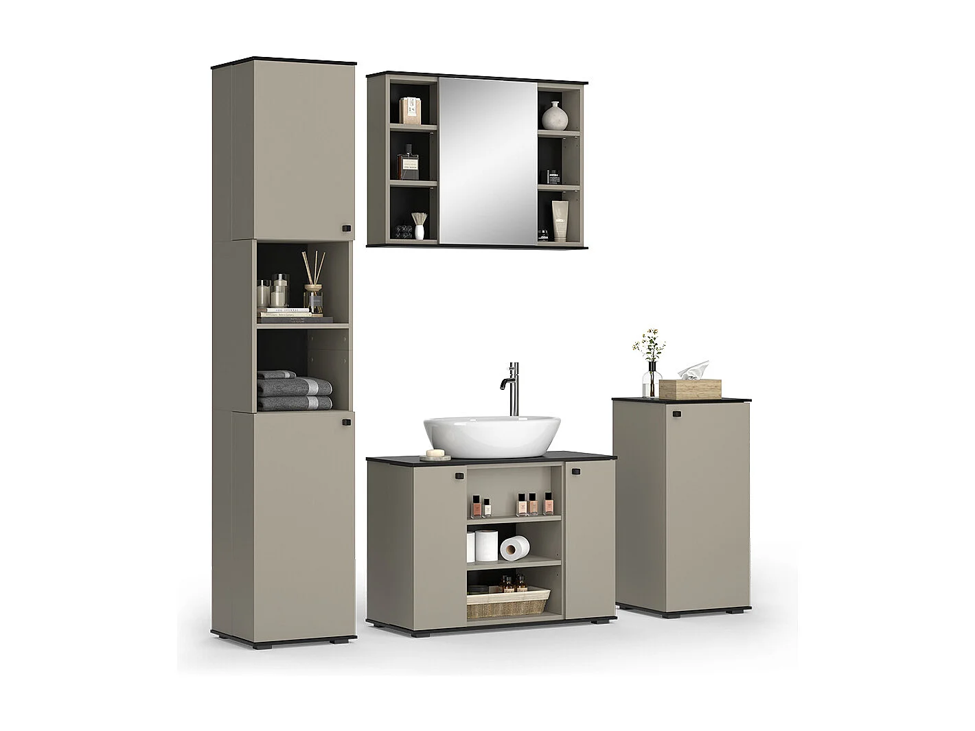 Meubles bain grège 80x37x59 joli