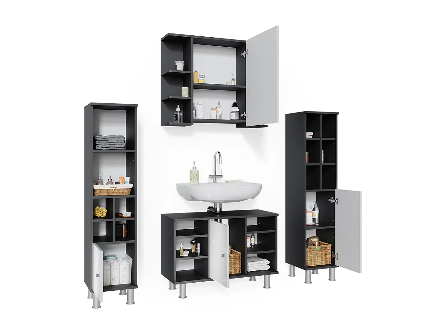 Meubles bain anthracite 60x32x54 fynn