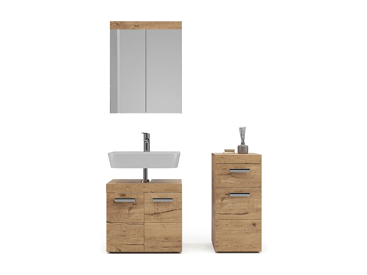 Set mobili bagno quercia wotan 60x34x56 luna