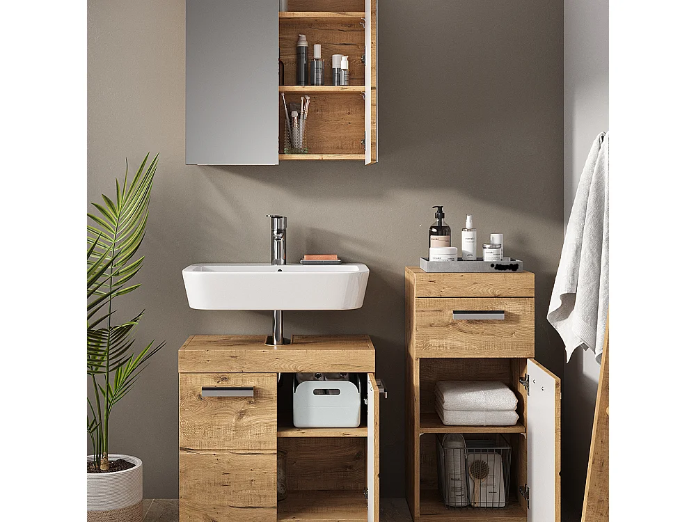 Meubles bain chêne wotan 60x34x56 luna