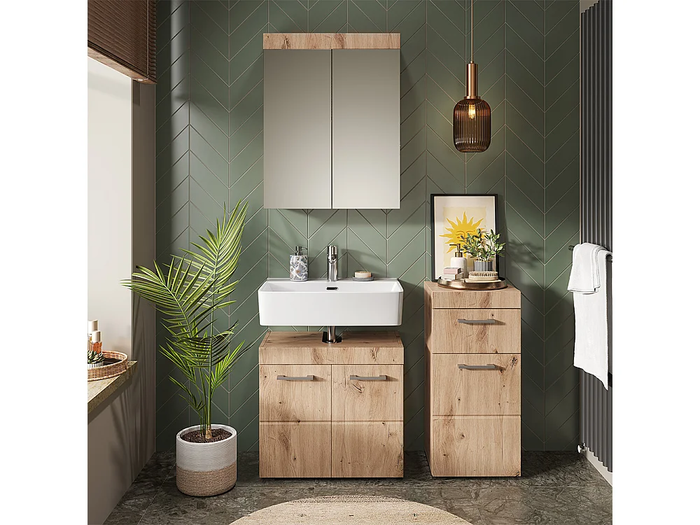 Badkamermeubel set eiken wotan 60x34x56 luna