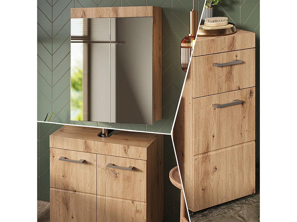 Badkamermeubel set eiken wotan 60x34x56 luna