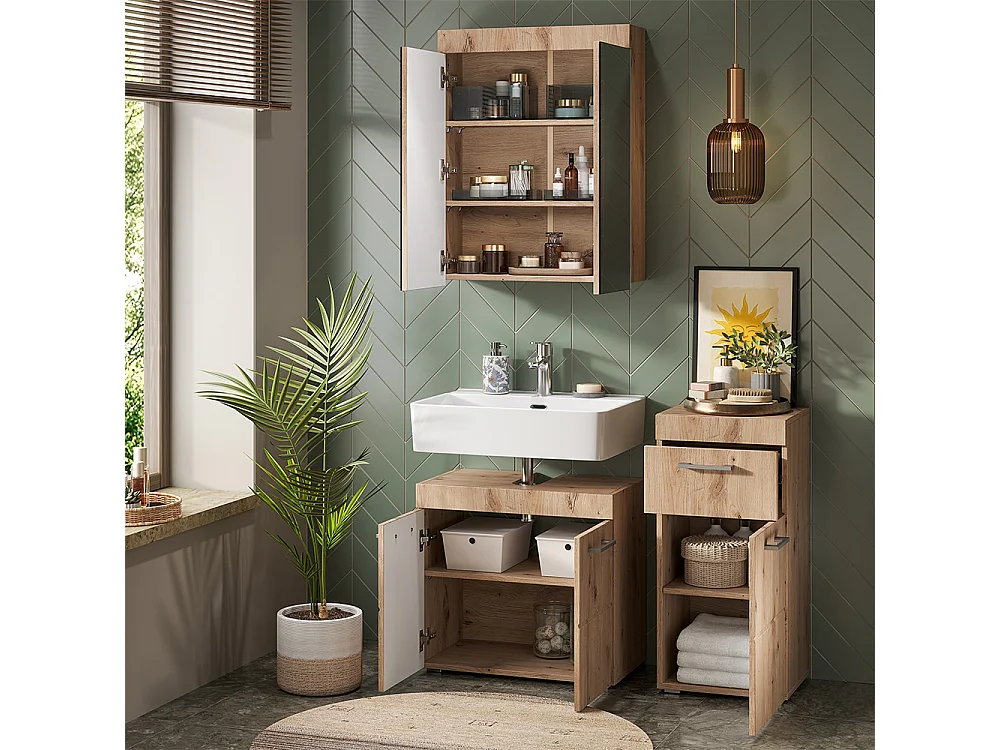 Badkamermeubel set eiken wotan 60x34x56 luna