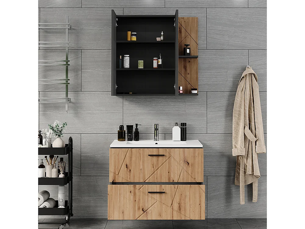 Set di mobili da bagno antracite/artisan 80x44.6x57 irma