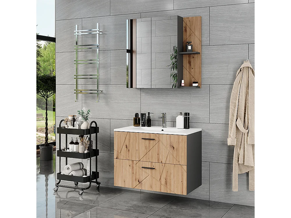 Conjunto de muebles de baño antracita/artisan 80x44.6x57 irma